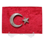 Kumaş Düz Kaplı Türk Bayrağı Dikdörtgen Filografi Tablo