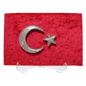 Kumaş Düz Kaplı Türk Bayrağı Dikdörtgen Filografi Tablo