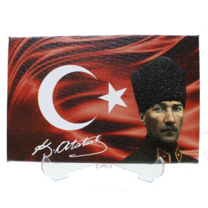 Atatürk İmzalı Türk Bayrağı Dikdörtgen Kanvas Tablo